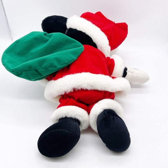 DISNEY Store Vintage MICKEY MOUSE AS SANTA CLAUS Plush With GREEN BAG 18” - Picture 5 of 9